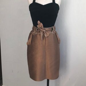 Carolina Herrera of NY Tan Belted Pencil Skirt